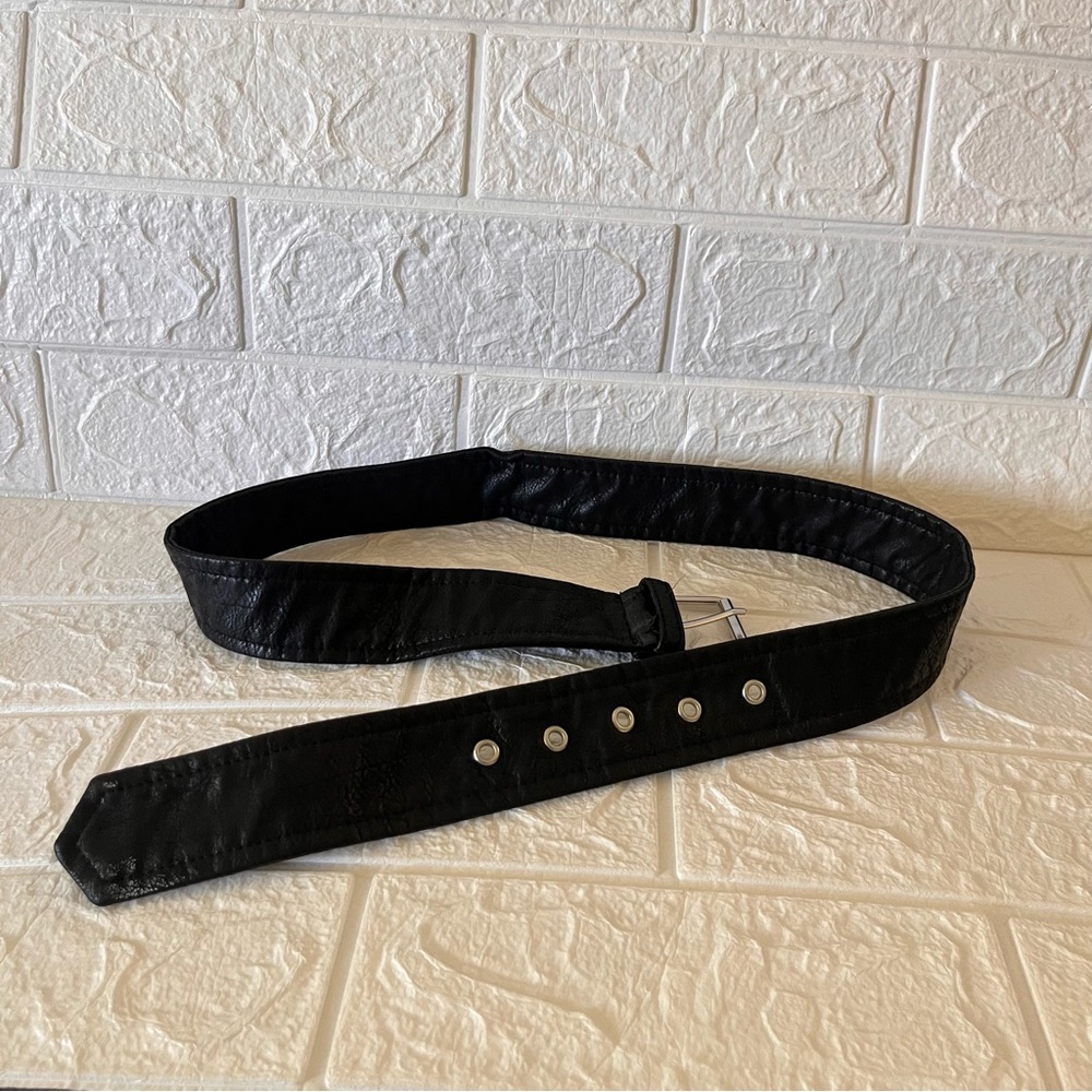 Black Faux Leather Womens Belt